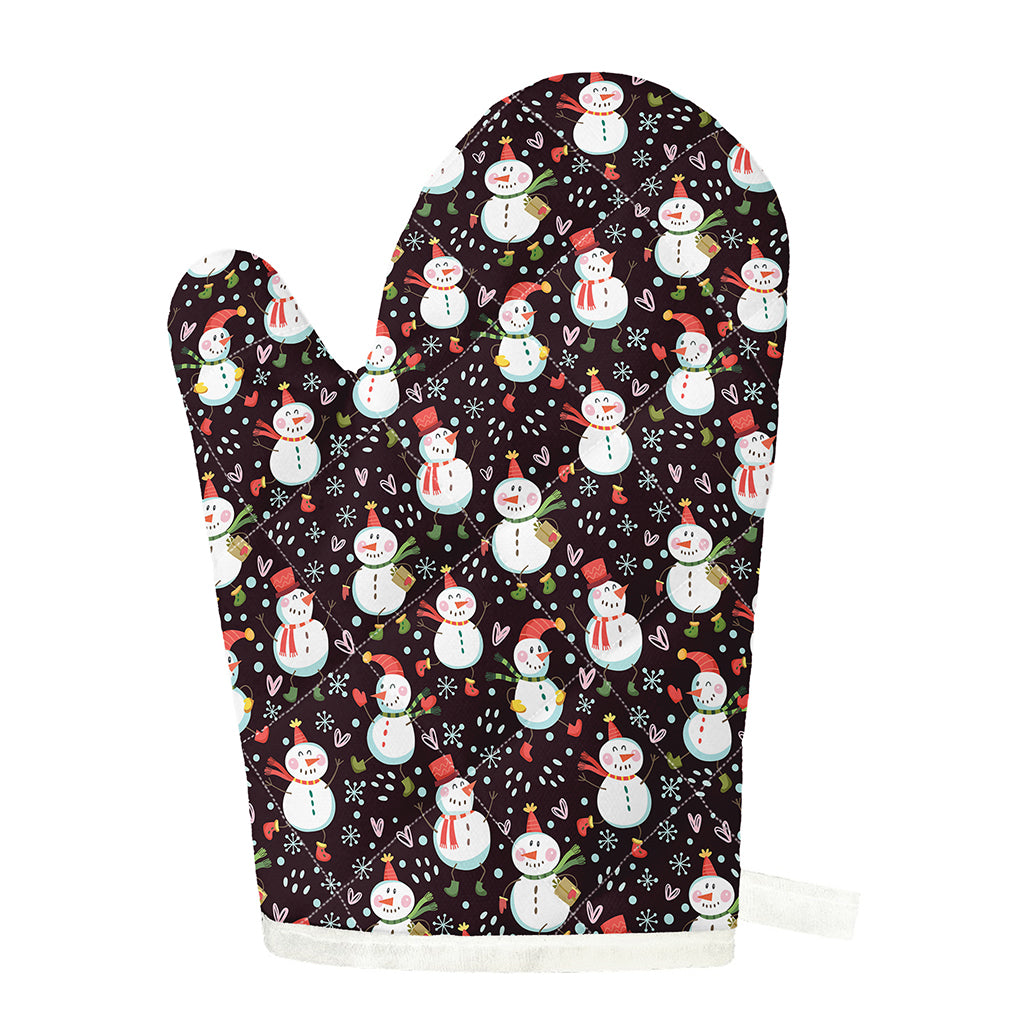Happy Snowman Pattern Print Single Oven Mitt
