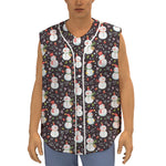 Happy Snowman Pattern Print Sleeveless Baseball Jersey