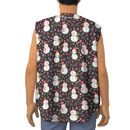 Happy Snowman Pattern Print Sleeveless Baseball Jersey