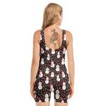 Happy Snowman Pattern Print Sleeveless One Piece Swimsuit