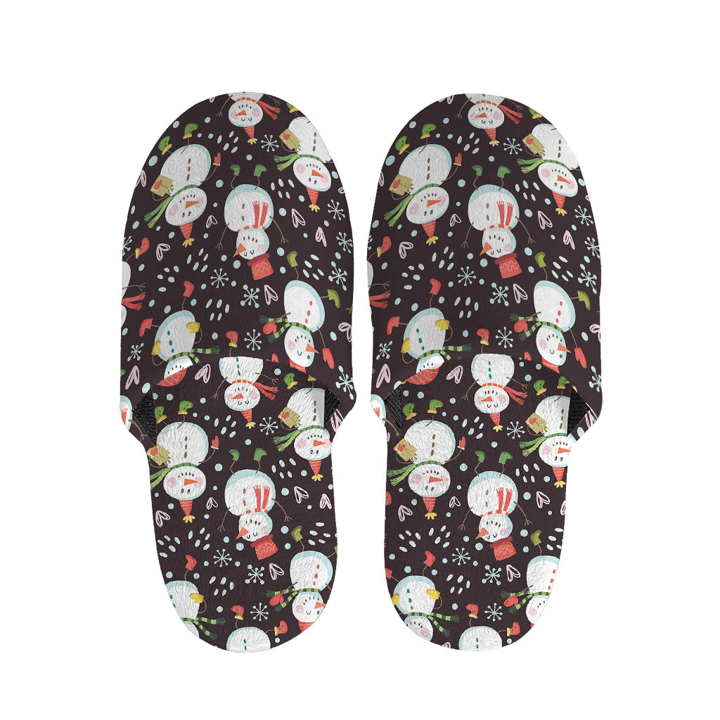 Happy Snowman Pattern Print Slippers