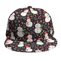 Happy Snowman Pattern Print Snapback Cap