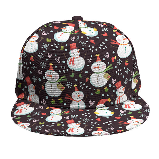 Happy Snowman Pattern Print Snapback Cap