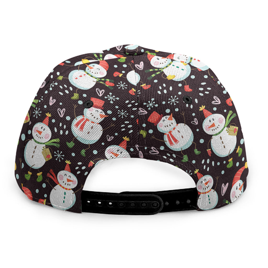 Happy Snowman Pattern Print Snapback Cap