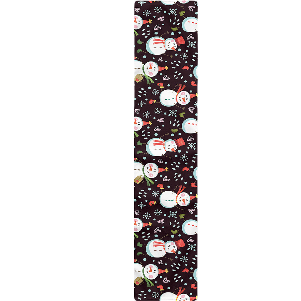 Happy Snowman Pattern Print Table Runner