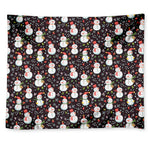Happy Snowman Pattern Print Tapestry