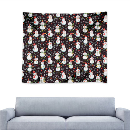 Happy Snowman Pattern Print Tapestry