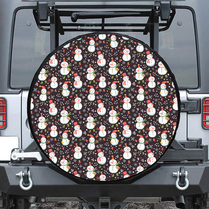 Happy Snowman Pattern Print Tire Cover