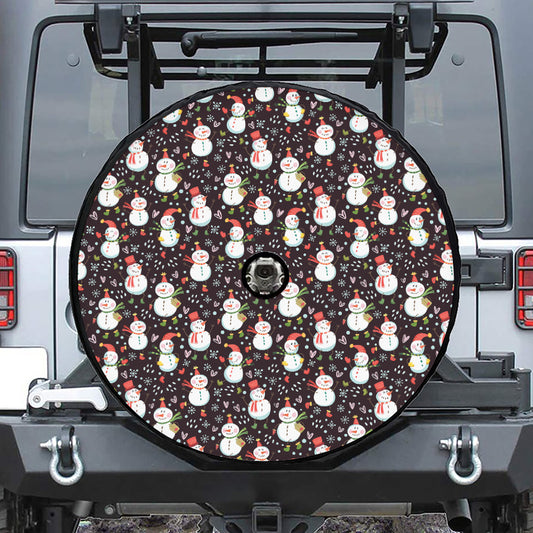 Happy Snowman Pattern Print Tire Cover With Camera Hole