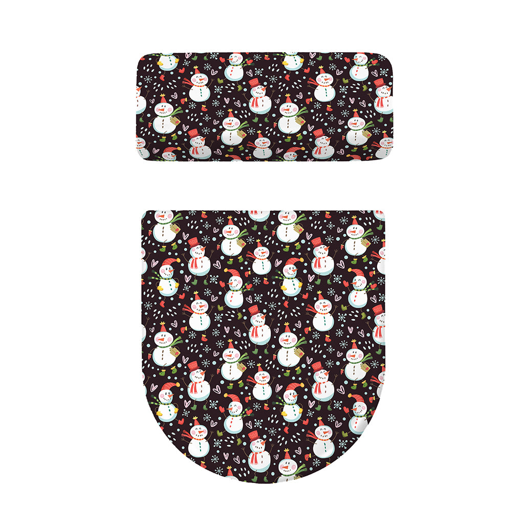Happy Snowman Pattern Print Toilet Lid And Tank Cover Set