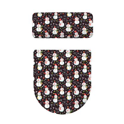 Happy Snowman Pattern Print Toilet Lid And Tank Cover Set