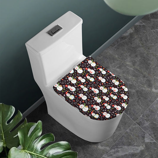 Happy Snowman Pattern Print Toilet Lid Cover