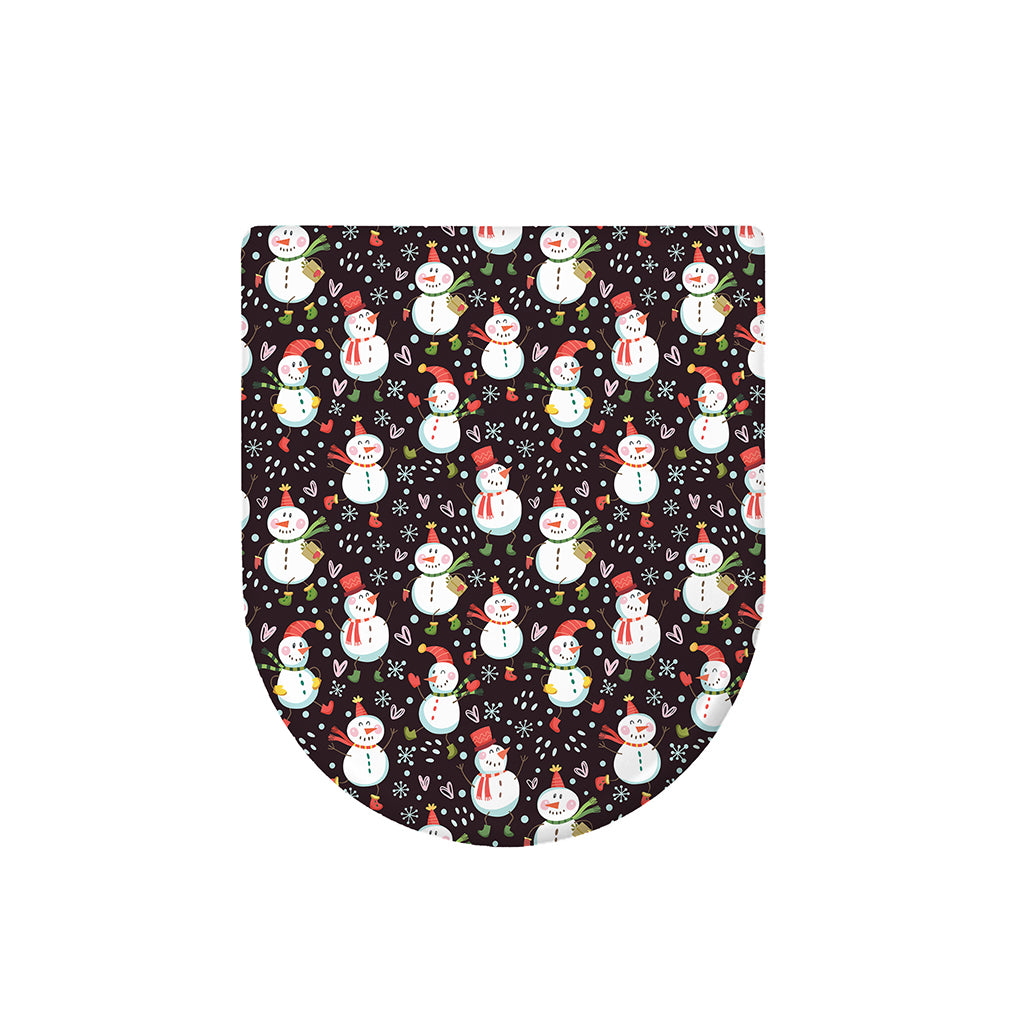 Happy Snowman Pattern Print Toilet Lid Cover