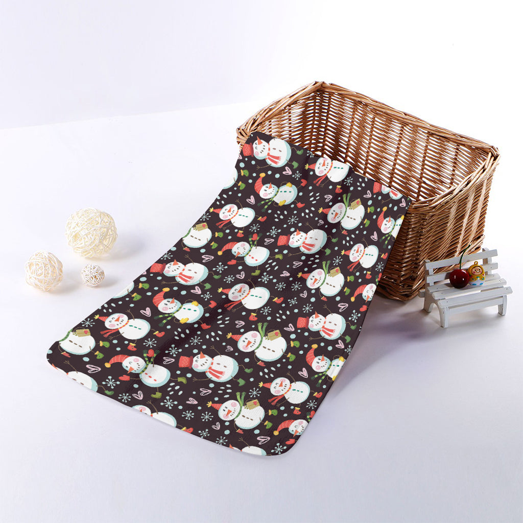 Happy Snowman Pattern Print Towel