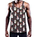 Happy Snowman Pattern Print Men's Workout Tank Top