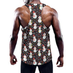 Happy Snowman Pattern Print Training Tank Top