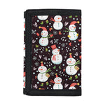 Happy Snowman Pattern Print Trifold Wallet