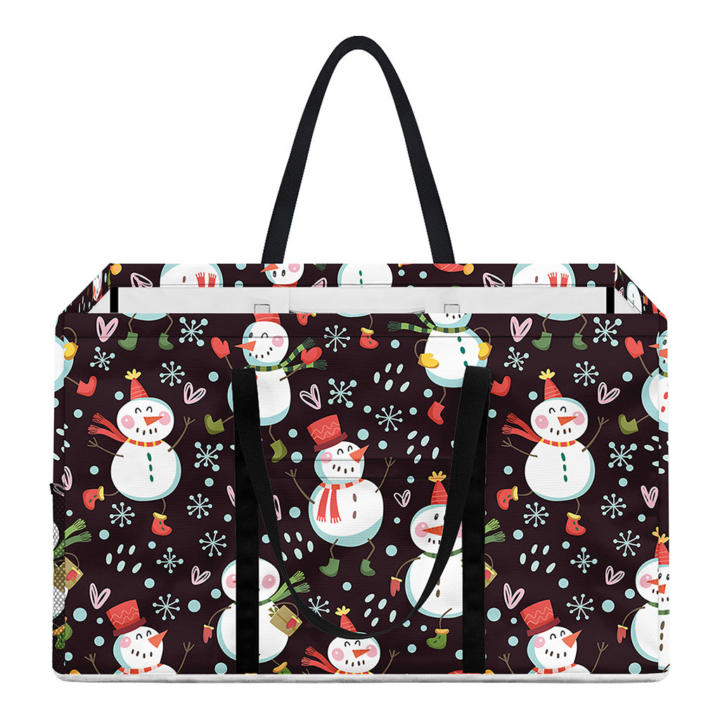 Happy Snowman Pattern Print Utility Tote Bag
