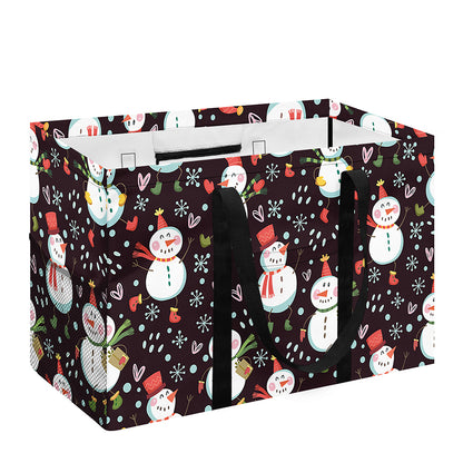Happy Snowman Pattern Print Utility Tote Bag