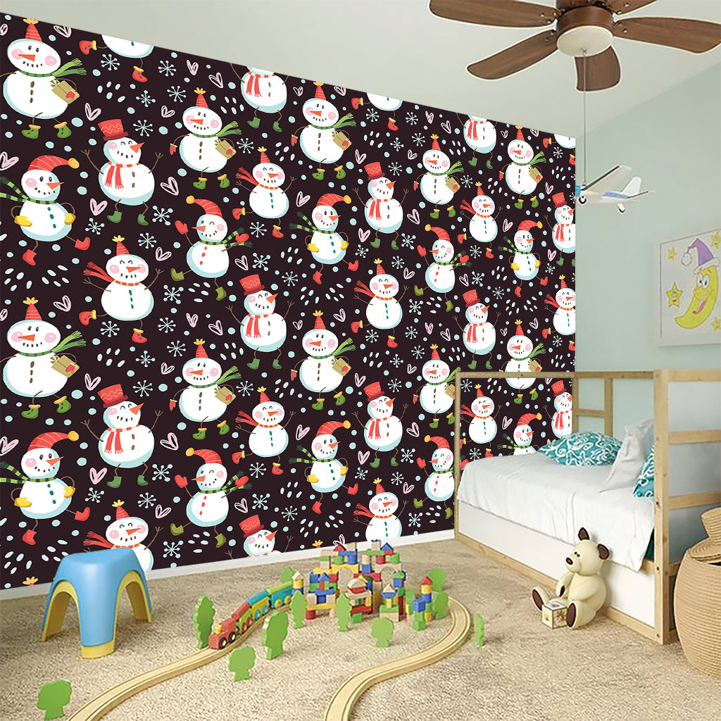 Happy Snowman Pattern Print Wall Sticker