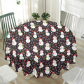 Happy Snowman Pattern Print Waterproof Round Tablecloth