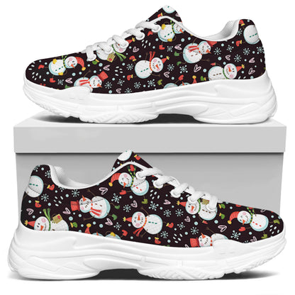 Happy Snowman Pattern Print White Chunky Shoes