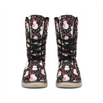 Happy Snowman Pattern Print Winter Boots