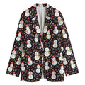 Happy Snowman Pattern Print Women's Blazer