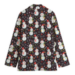 Happy Snowman Pattern Print Women's Cotton Blazer