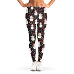 Happy Snowman Pattern Print Women's Leggings