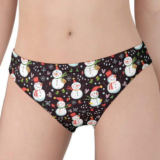 Happy Snowman Pattern Print Women's Panties