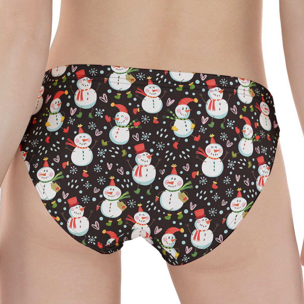 Happy Snowman Pattern Print Women's Panties