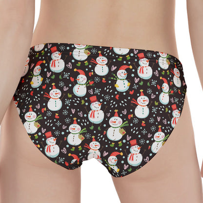 Happy Snowman Pattern Print Women's Panties