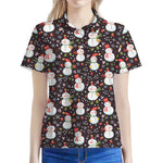 Happy Snowman Pattern Print Women's Polo Shirt