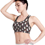 Happy Snowman Pattern Print Women's Sports Bra