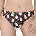 Happy Snowman Pattern Print Women's Thong