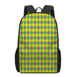 Harlequin Mardi Gras Pattern Print 17 Inch Backpack