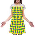 Harlequin Mardi Gras Pattern Print Adjustable Apron