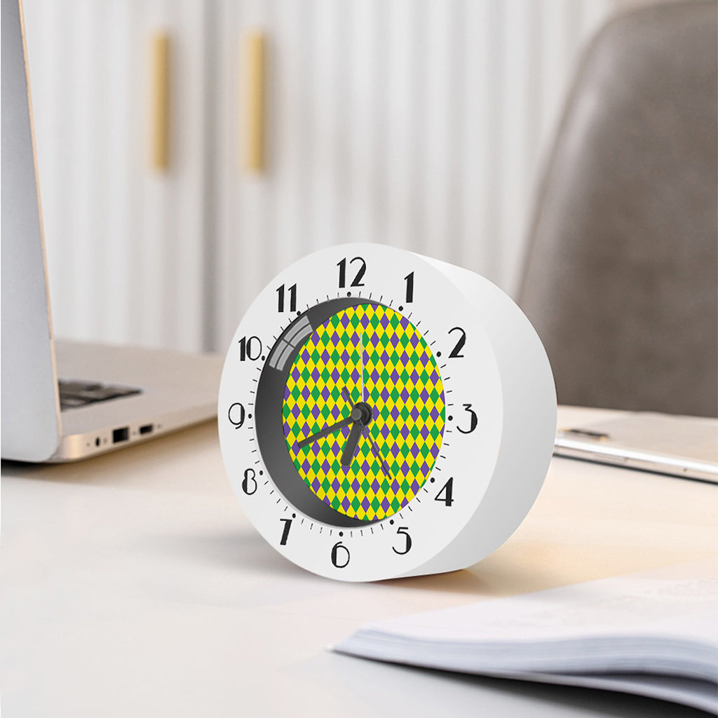 Harlequin Mardi Gras Pattern Print Alarm Clock