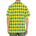 Harlequin Mardi Gras Pattern Print Aloha Shirt