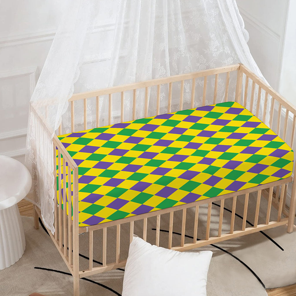 Harlequin Mardi Gras Pattern Print Baby Crib Sheet