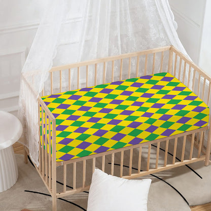 Harlequin Mardi Gras Pattern Print Baby Crib Sheet