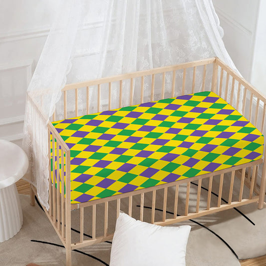 Harlequin Mardi Gras Pattern Print Baby Crib Sheet