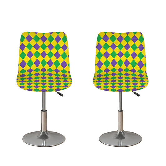 Harlequin Mardi Gras Pattern Print Bar Stool Covers