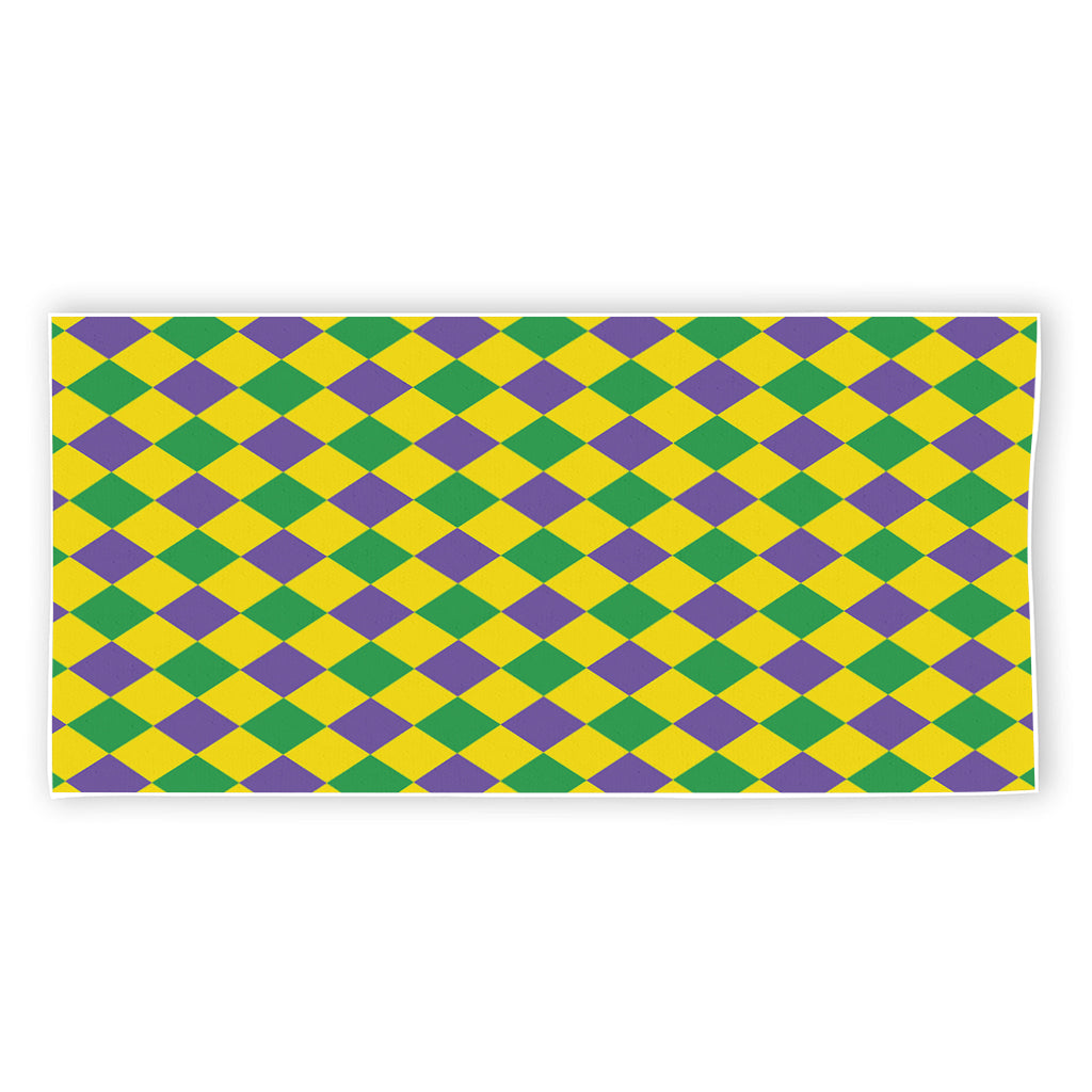 Harlequin Mardi Gras Pattern Print Beach Towel