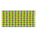 Harlequin Mardi Gras Pattern Print Beach Towel
