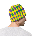 Harlequin Mardi Gras Pattern Print Beanie