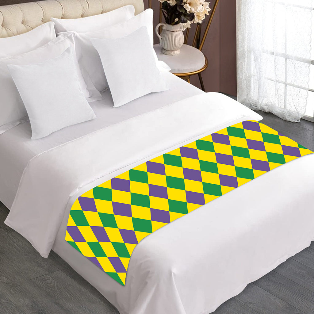 Harlequin Mardi Gras Pattern Print Bed Runner