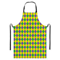 Harlequin Mardi Gras Pattern Print Bib Apron With Pocket