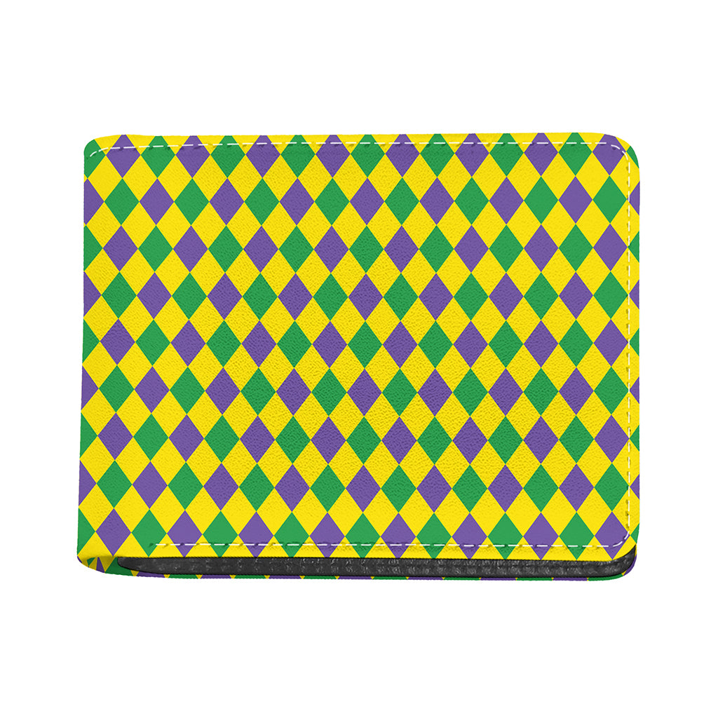 Harlequin Mardi Gras Pattern Print Bifold Wallet